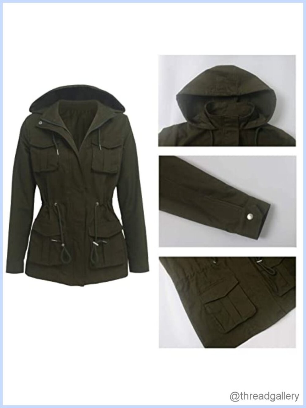 Women's Camo Utility Jacket Lightweight Full Zip V-Neck Casual Coat - Picture 4 of 4